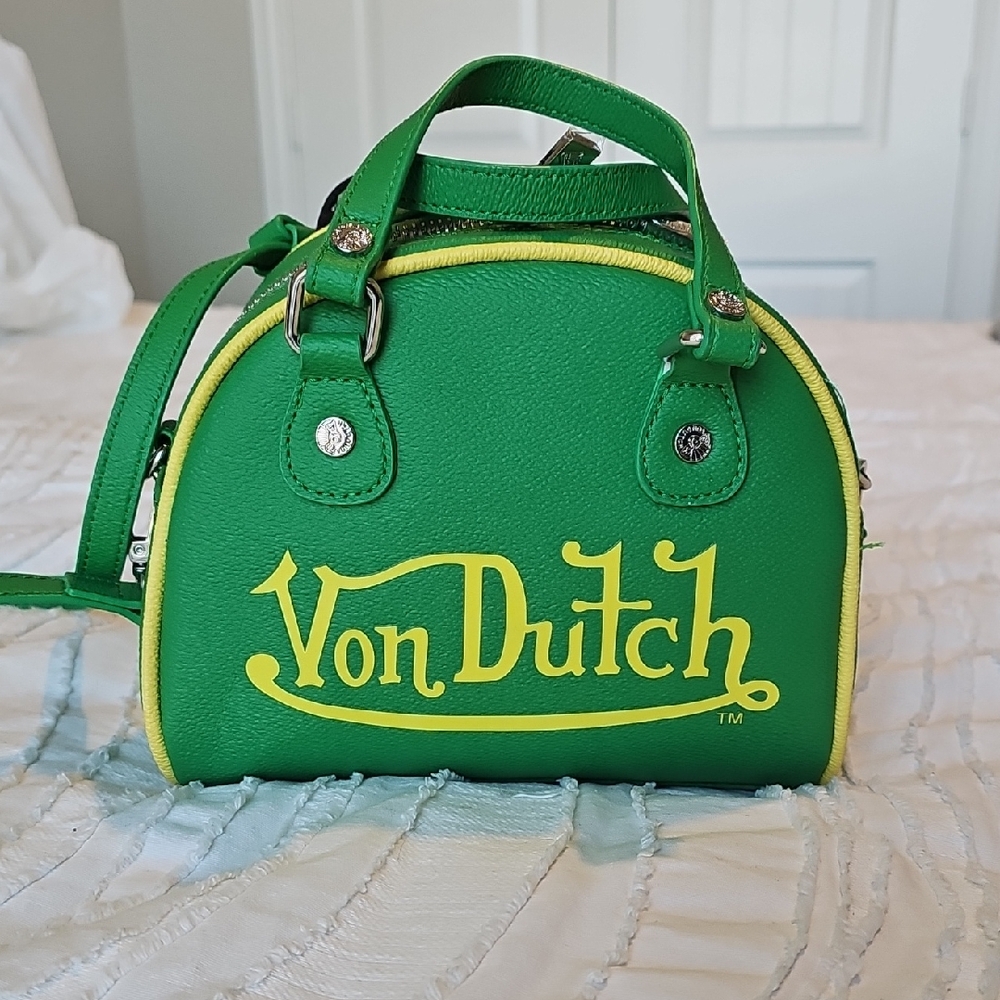 Von Dutch Flying Eyeball Green and Yellow Women's Bag